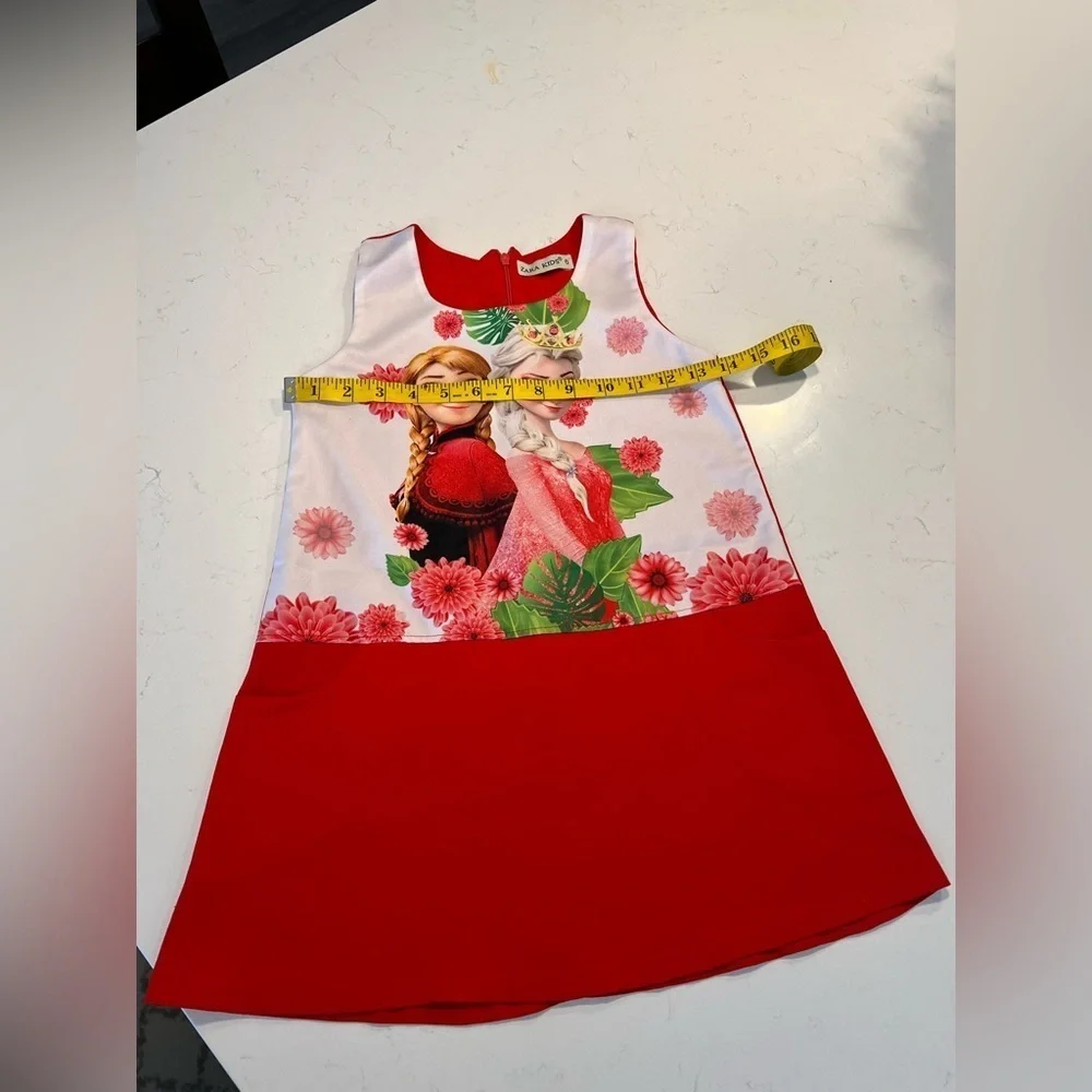 Zara Kids  Elza & Anna Disney Frozen Red Dress size 6